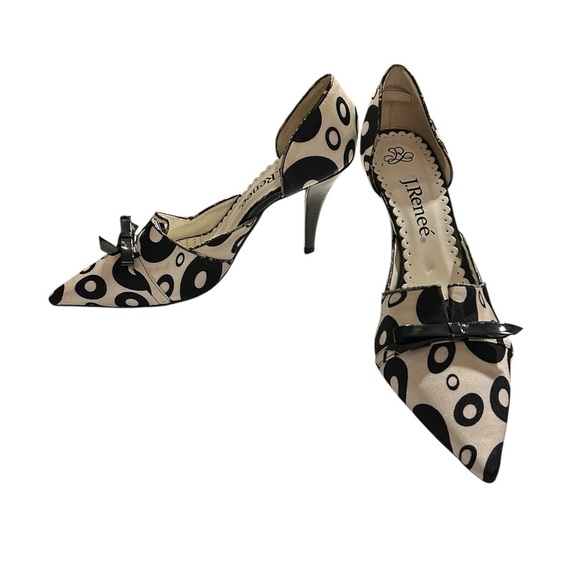 J.Renee Black & White Size 7.5 Bow Tie Pointed Toe High Heels W D’Orsay - Picture 3 of 6